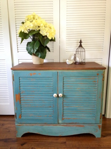 Painting a Shutter Cabinet with Milk Paint