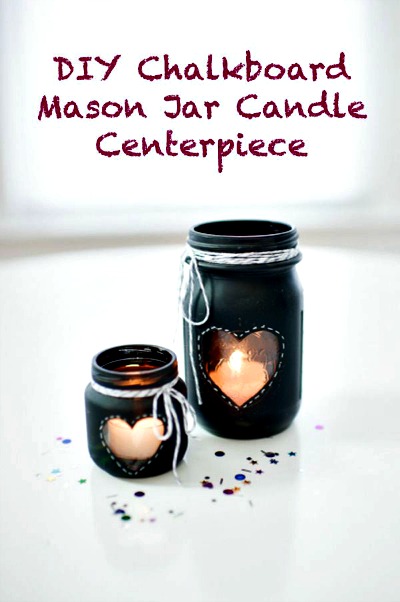 DIY Chalkboard Mason Jar Candle Centerpiece
